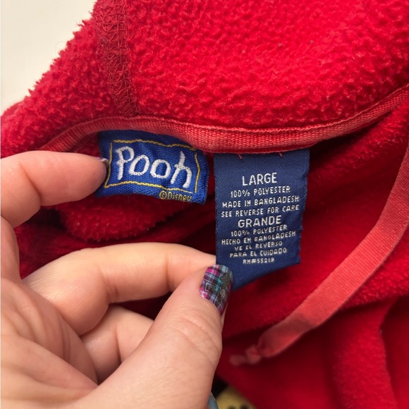 Vintage Disney Winnie the POOH Tigger Fleece Pullover Sweatshirt Size Large Red - Picture 6 of 6